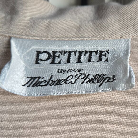 Vintage Blazer with Pockets, Beige , Cotton, Size Petite Medium, Hip length - Picture 4 of 4